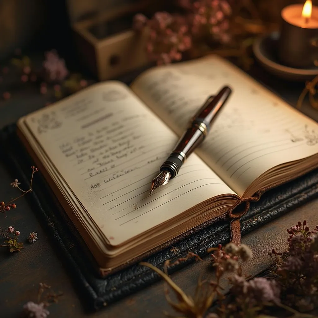 Carnet de journal personnel avec stylo